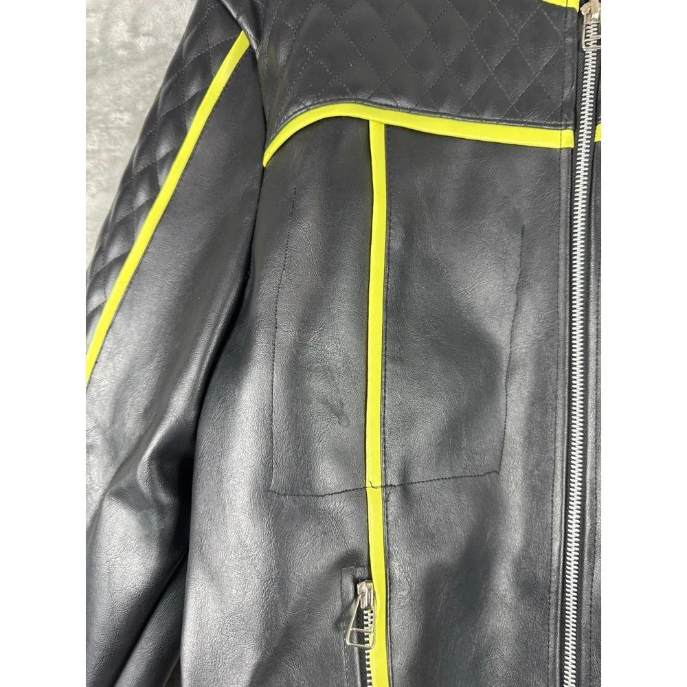 Vintage LIP SERVICE‎ Rock Moto Full Zip Jacket Womens Size Large PVC Cloth USA